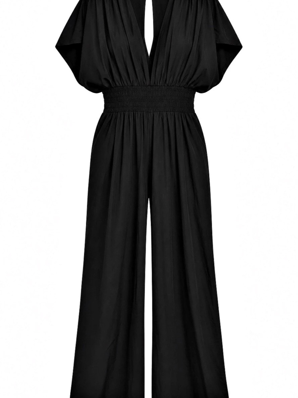 SHEIN Curve Black Wide Leg Jumpsuit Size 1XL Like New